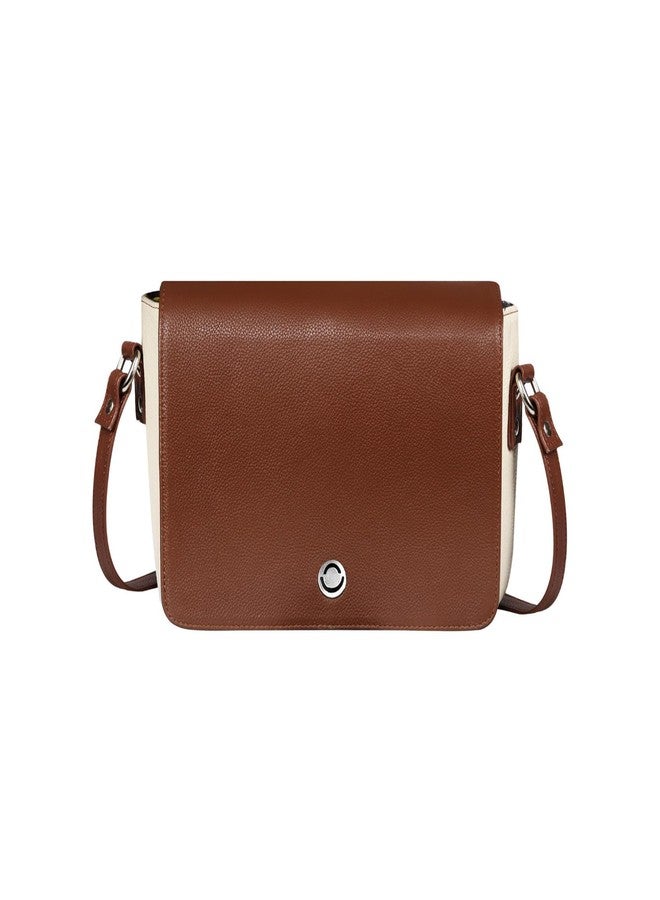 أوماكس حقيبة صغيرة أنيقة من الجلد الطبيعي للنساء من OMAX، متعددة الألوان، بلون بيج متباين، مزودة بإغلاق بمشبك - FL20 (تان) - Image 1